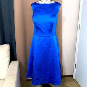NWOT 18W bridesmaid dress royal blue satin A-line with boning and full lining